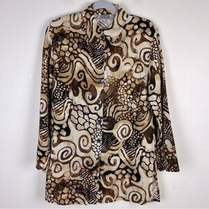 Chico’s | Artsy Earthy Linen Button Up Long Sleeve Button Up Tunic Top | 4